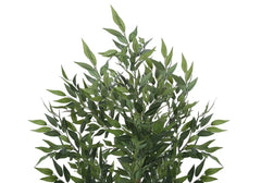 Artificial Plant, 47' Tall, Acacia Tree, Indoor, Faux, Fake, Floor, Greenery, Potted, Silk, Decorative, Green Leaves, Black Pot perspective