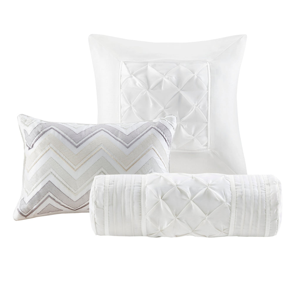 7-Piece Queen 100% Polyester Pieced Pleated Tufted Comforter Set Media 8