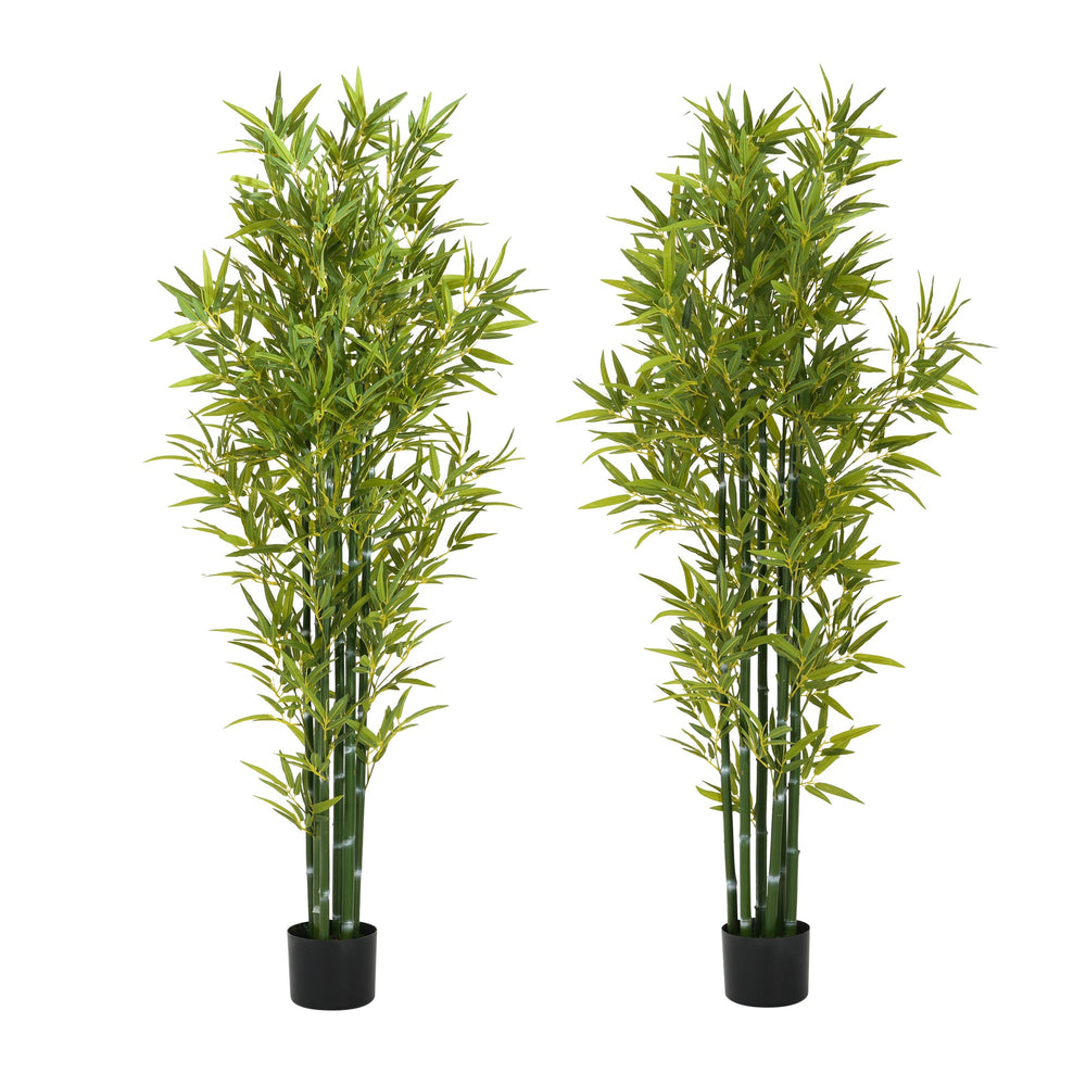 72' Artificial Bamboo with Black Plastic Pot, Set of 2 Media 1