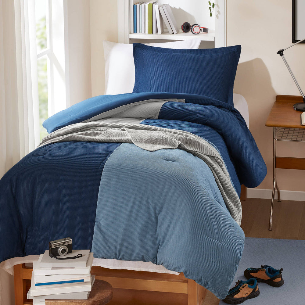 2 Pieces Twin/Twin XL Comforter Set,Blue Media 1