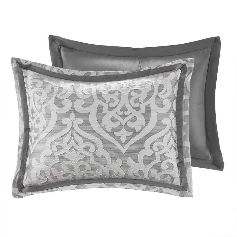 8 Piece Jacquard Comforter Set Silver/Silver Queen Media 9