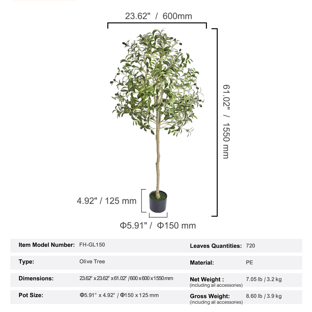 Artificial Olive Tree, 5 FT Tall Faux Plant, Secure PE Material & Anti-Tip Tilt Protection Low-Maintenance Plant, Lifelike Green Fake Potted Tree for Home Office Warehouse Decor Indoor Outdoor Media 7