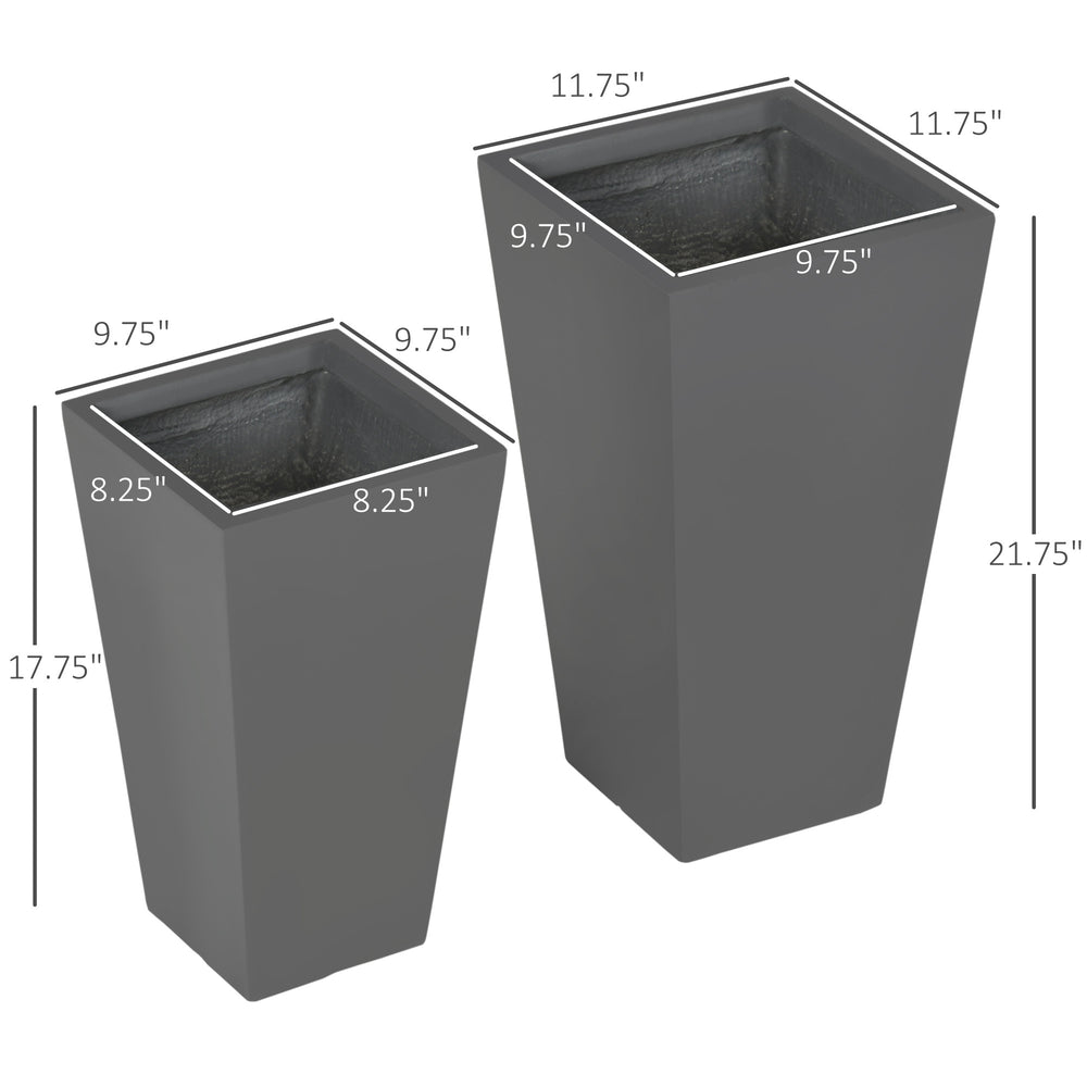 Durable & Stackable Plant Pot,2-Pack Outdoor Planter Set,Flower Pots with Drainage Holes,for Porch,Entryway,Patio,Yard,Garden Media 4