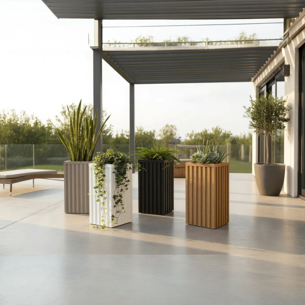 Square Grove Column Planter - White Media 4