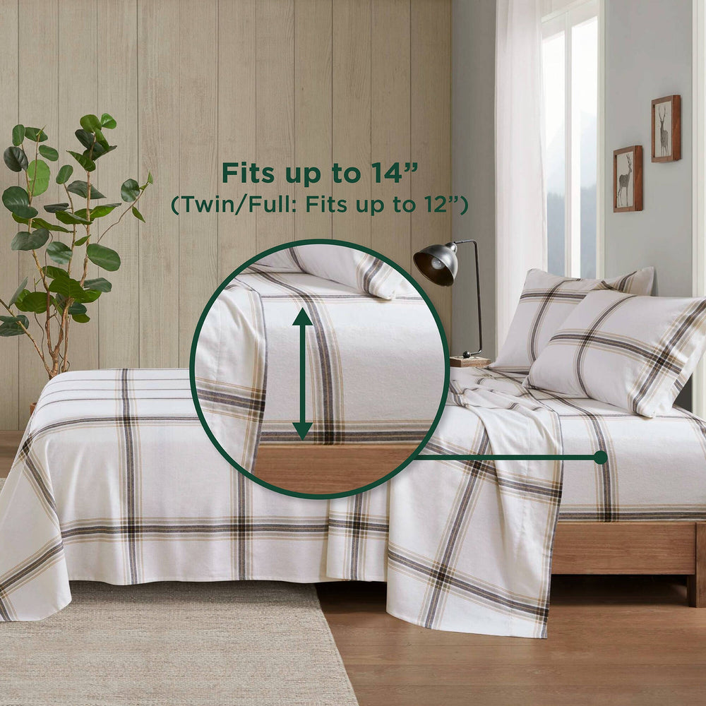 4 PCS Queen Sheet Set Tan Plaid Media 11