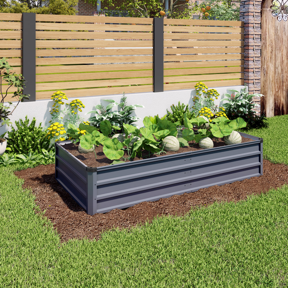 6x3x1 ft 2 pcs large Garden Bed Kit, Grey Galvanized Metal Outdoor Garden Boxes, Suitable for Outdoor Ground Gardens for Growing Plants, Vegetables Flowers Herb Media 2