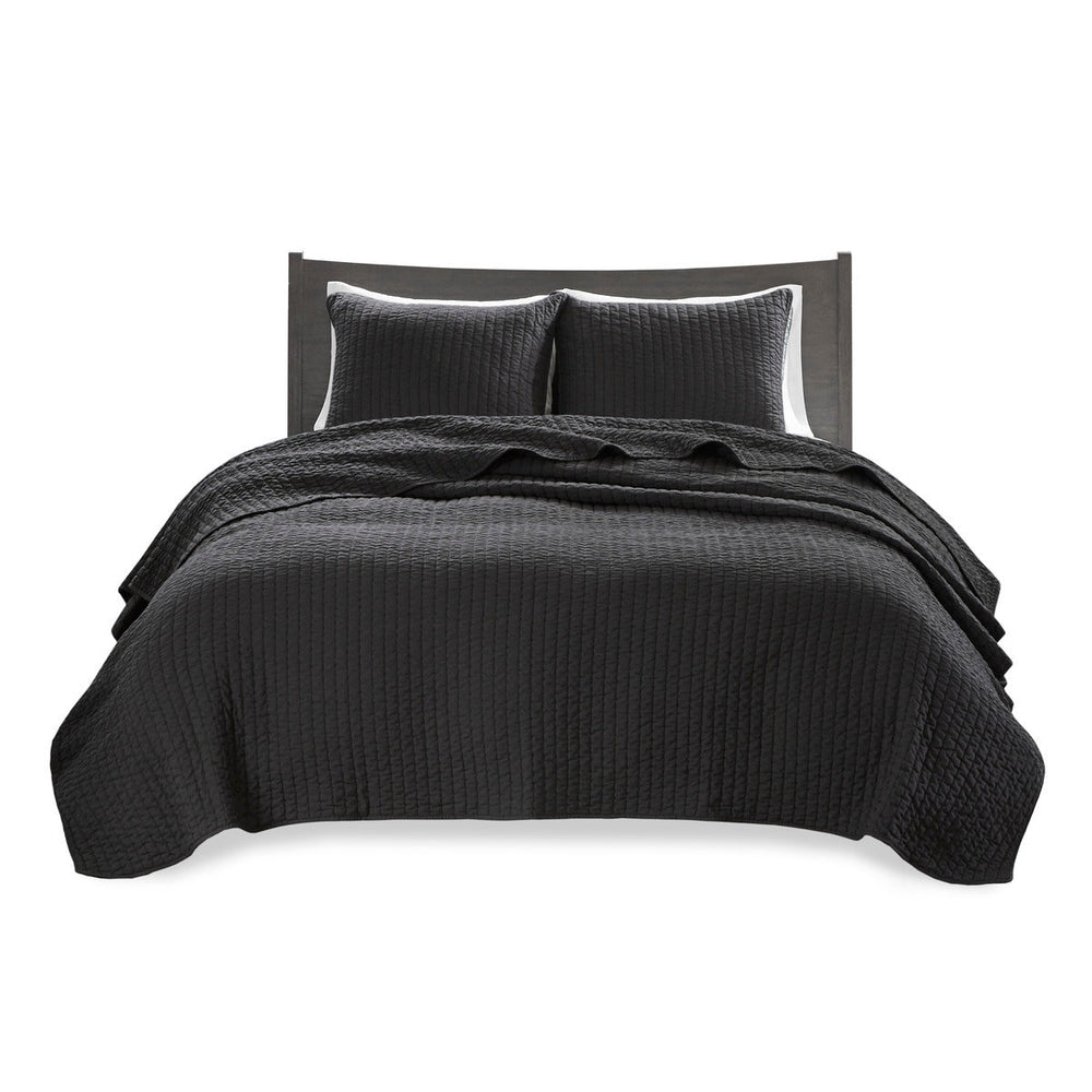 3 Piece Quilt Set Black King/Cal King Media 10