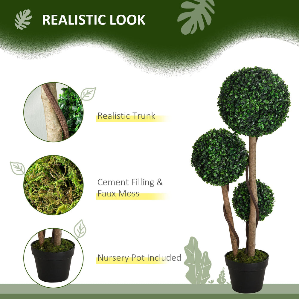 Artificial Plant for Home Decor Indoor & Outdoor Fake Plants Artificial Tree in Pot, 3 Ball Boxwood Topiary Tree for Home Office, Living Room Decor, Dark Green Media 8