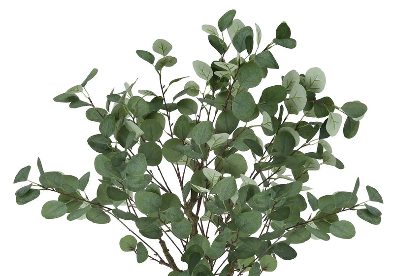 Artificial Plant, 46' Tall, Eucalyptus Tree, Indoor, Faux, Fake, Floor, Greenery, Potted, Decorative, Green Leaves, Black Pot