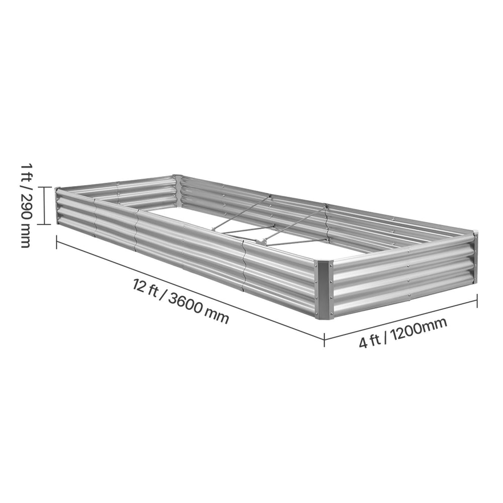Metal Raised Garden Bed, 12 x 4 x 1 ft Outdoor Galvalume Planter Garden Box, Open Bottom Design, Large Planter Raised Bed for Growing Vegetables, Flowers, and Succulents, Galvanized Color Media 3