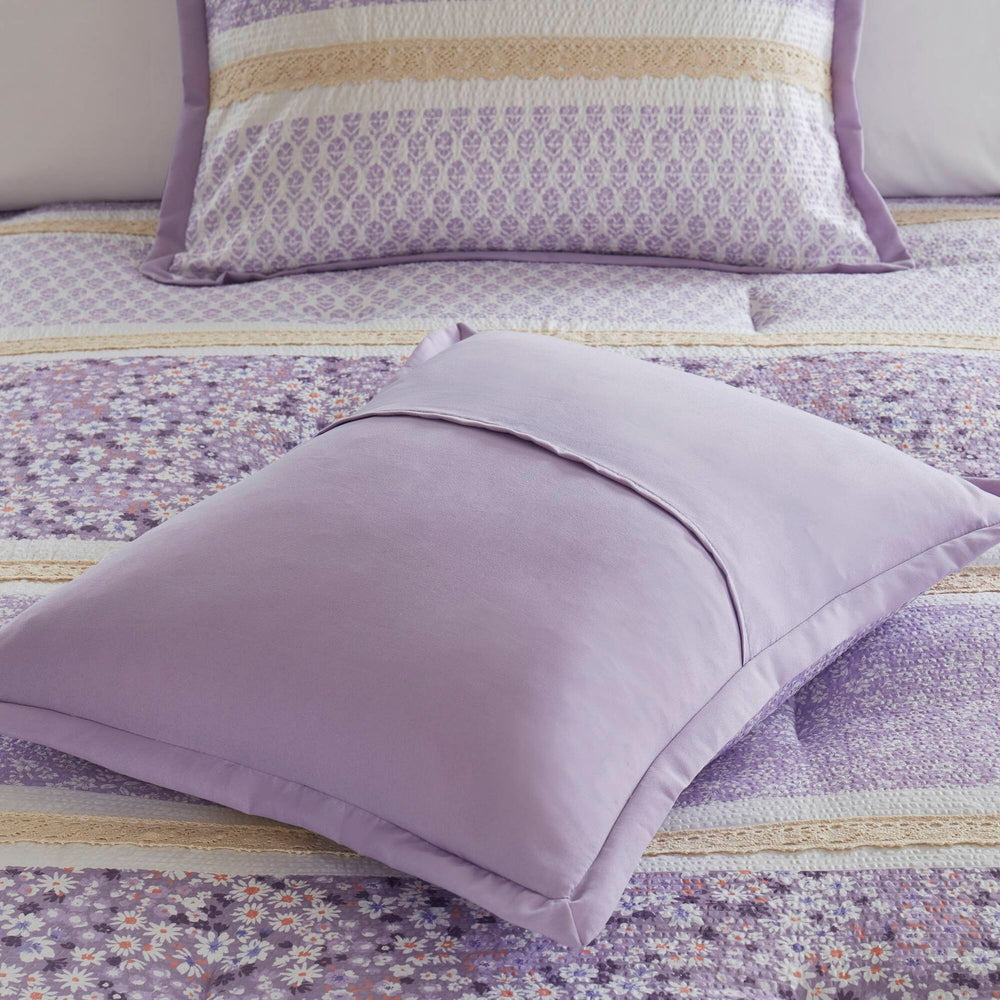 5 PCS King/Cal King Seersucker Comforter Set with Throw Pillows Media 8