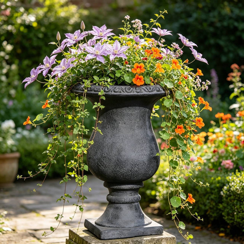 MGO Garden Planter, Garden decoration and planting,Color Antique Black, Size 26.38'X16.53 'X16.53 ' Media 2