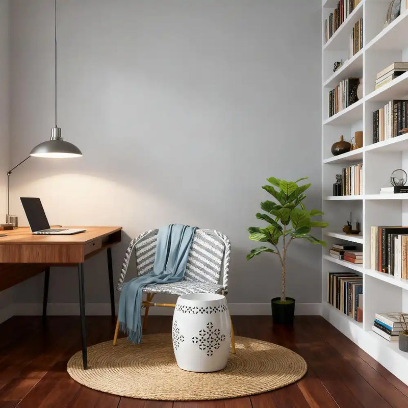 Artificial Fiddle Leaf Fig Tree,  Potted Plant with Flocked Soil for Home Office Decor(Only 1Pcs Artificial Fiddle Leaf Fig Tree)
