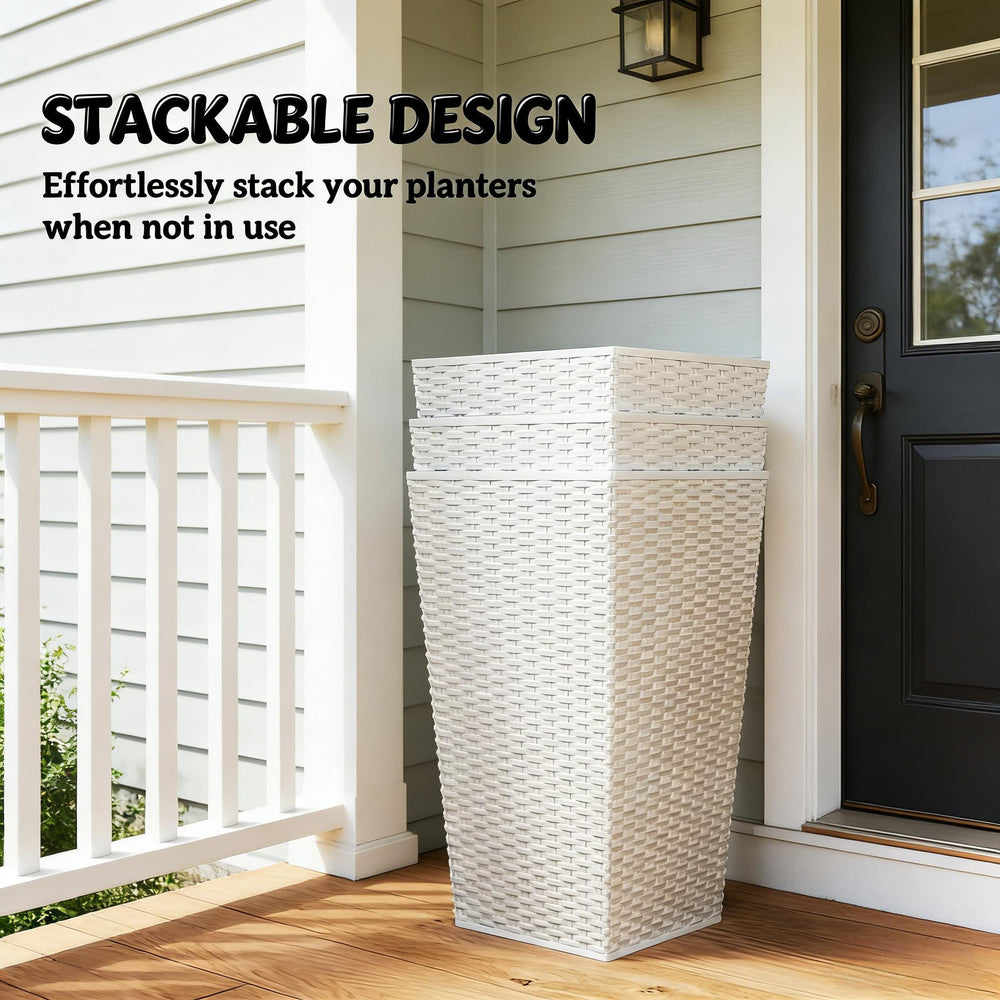 Spacious Plant Pots,Plants Box Set of 3,Tall Planters Box Media 4