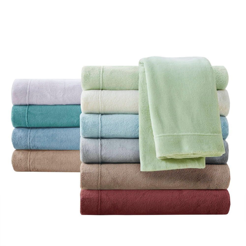 4 PCS Full Micro Plush Sheet Set Burgundy Media 15