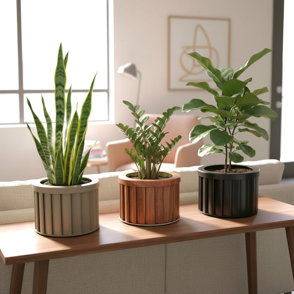 Round Strata Planter MD - Grey Brown Media 5