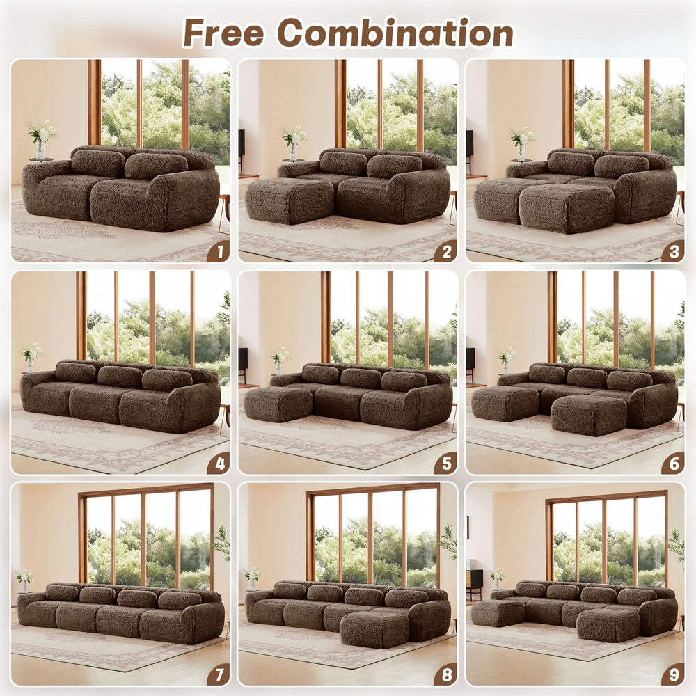 L Shaped Sofa With Chaise Soft Fluffy Plush Fabric For Cozy Living Room And Home Lounge Media 12