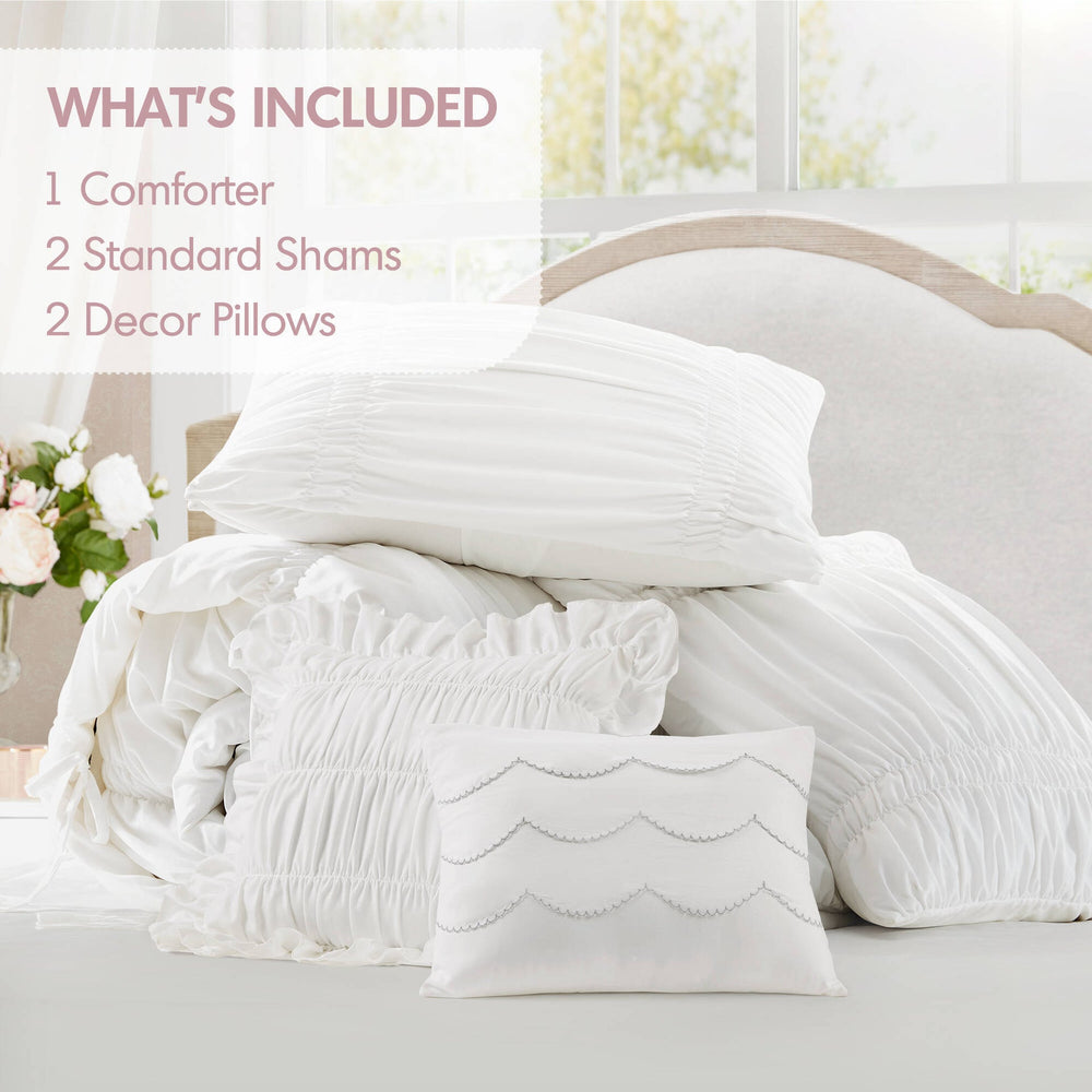 5 Pieces Full/Queen Comforter Set,White Media 6