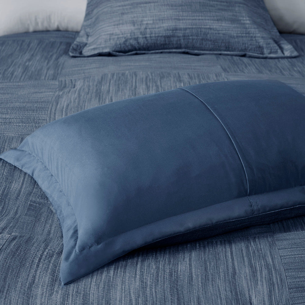 7 Piece Printed Seersucker Comforter Set Navy Queen Media 8