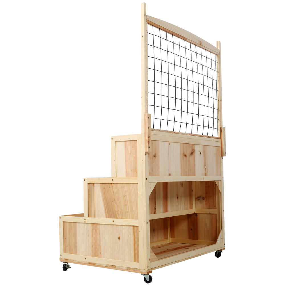 3-Tiers Raised Garden Bed with Trellis, 53' H Vertical Planter Box with Wheels & Back Storage Area, for Flowers, Vegetables, Herbs, Natural Media 8