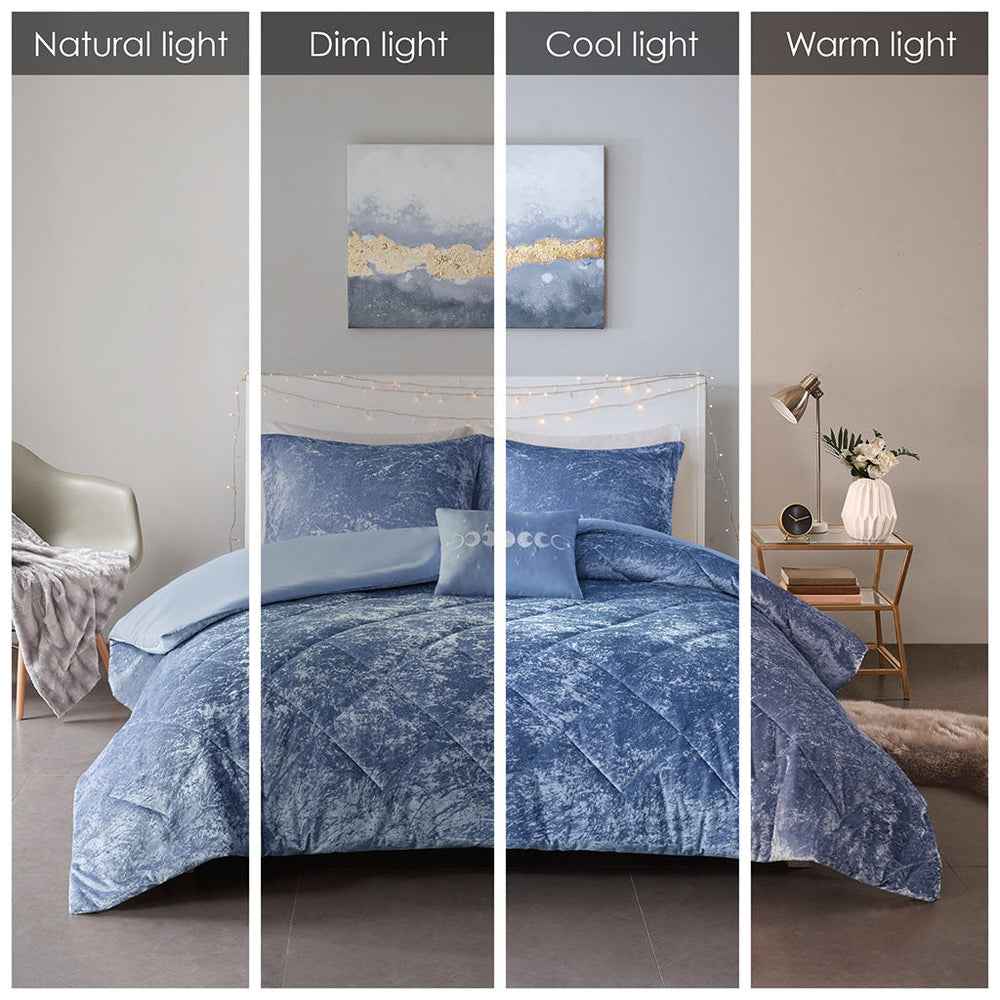 Full/Queen Velvet Duvet Cover Set with Throw Pillow Media 11