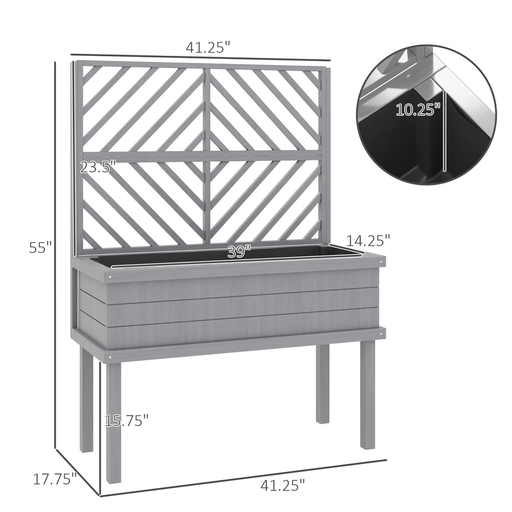 Spacious Raised Garden Bed,Elevated Wood Planter with Trellis for Climbing Plants,with Legs and Drainage Holes Media 3