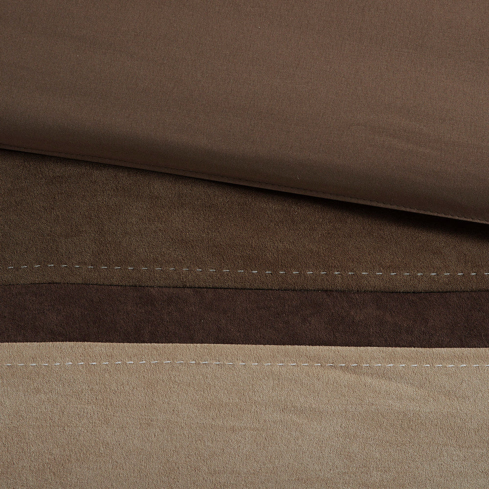 7 Piece Faux Suede Comforter Set Brown Queen Media 3