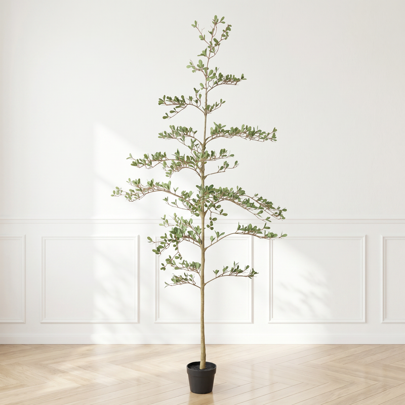 6ft Artificial Olive Tree, Realistic Faux Potted Plant in Black Pot, Indoor & Covered Outdoor Decorative Tree for Living Room and Office, 1pc/set
