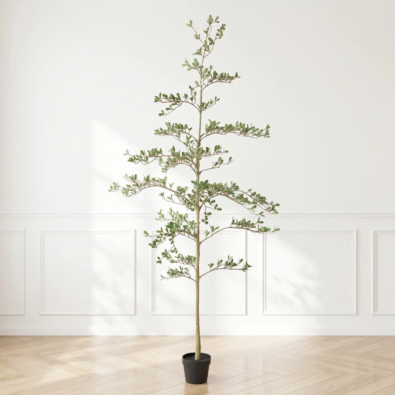6ft Artificial Olive Tree, Realistic Faux Potted Plant in Black Pot, Indoor & Covered Outdoor Decorative Tree for Living Room and Office, 1pc/set