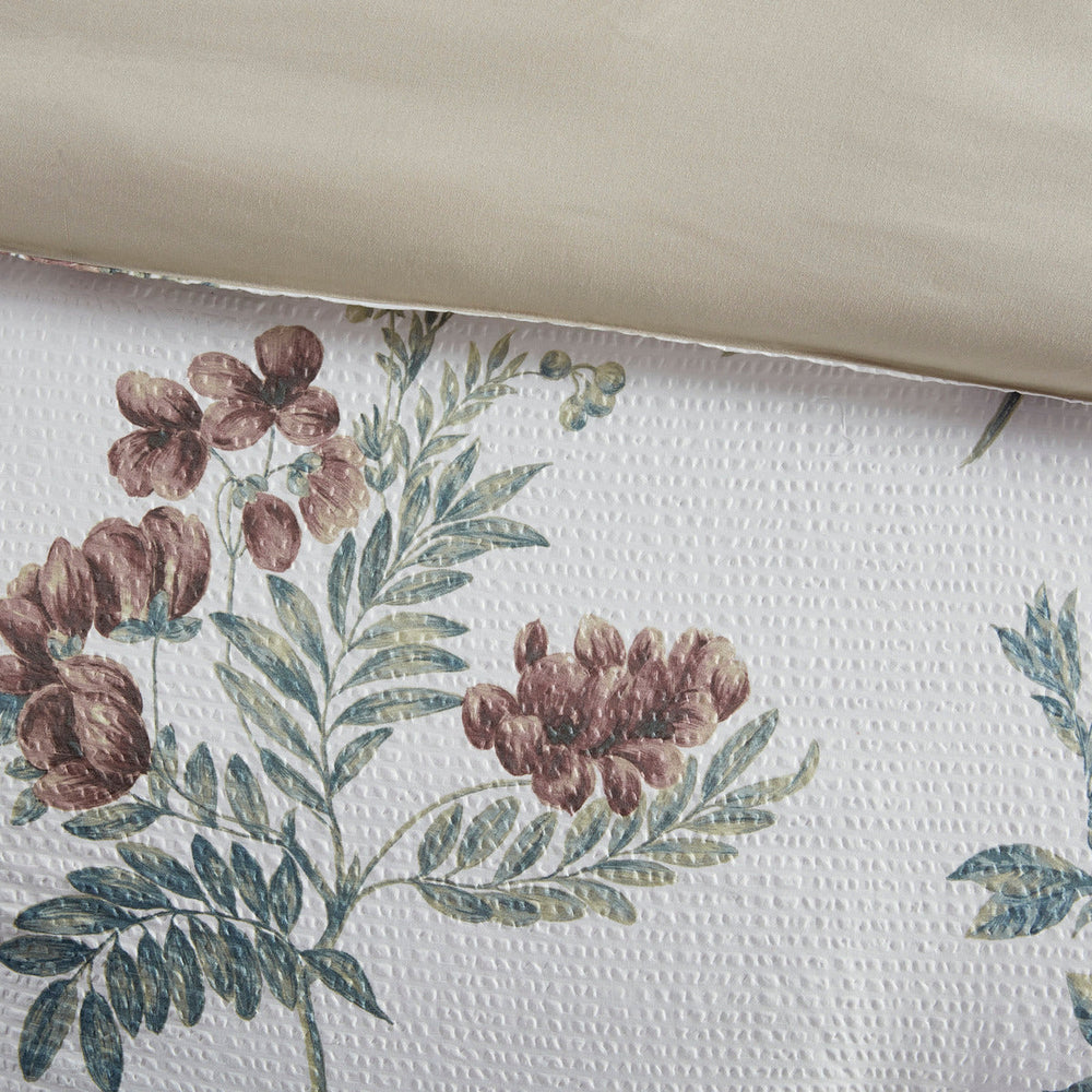 7 Piece Printed Seersucker Comforter Set with Throw Blanket Taupe/Blush King/Cal King Media 14