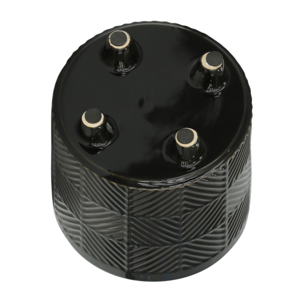 S/2 6/8' TEXTURED PLANTERS, SHINY BLACK Media 6