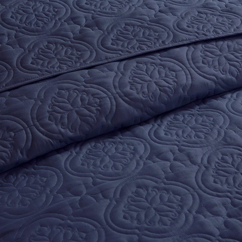 3 Piece Reversible Bedspread Set Navy Full/Queen Media 11
