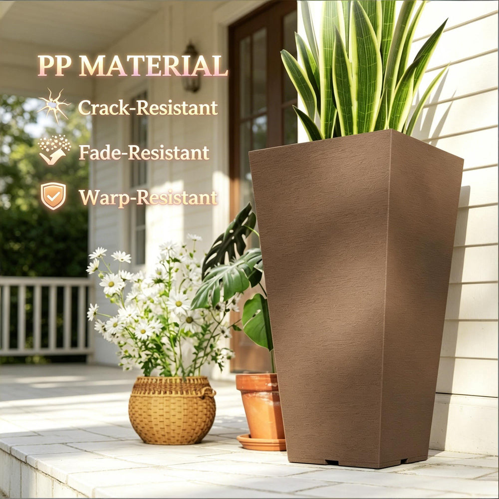Chic Planters,Set of 2 Flower Planters,Outdoor Tall Planters Media 5