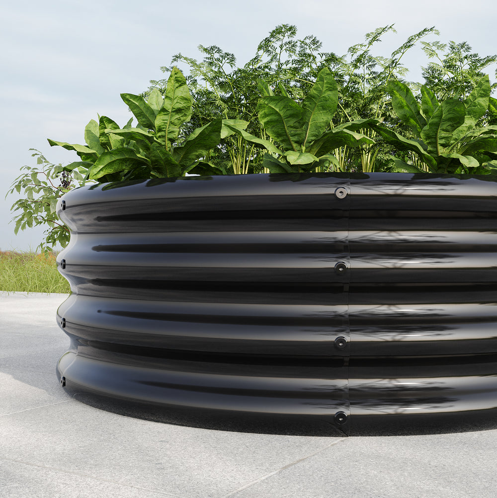 32.08'*11.4' Tall Round Raised Garedn Bed,Metal Raised Beds for Vegetables, Outdoor Garden Raised Planter Box, Backyard Patio Planter Raised Beds for Flowers, Herbs, Fruits Black Media 6