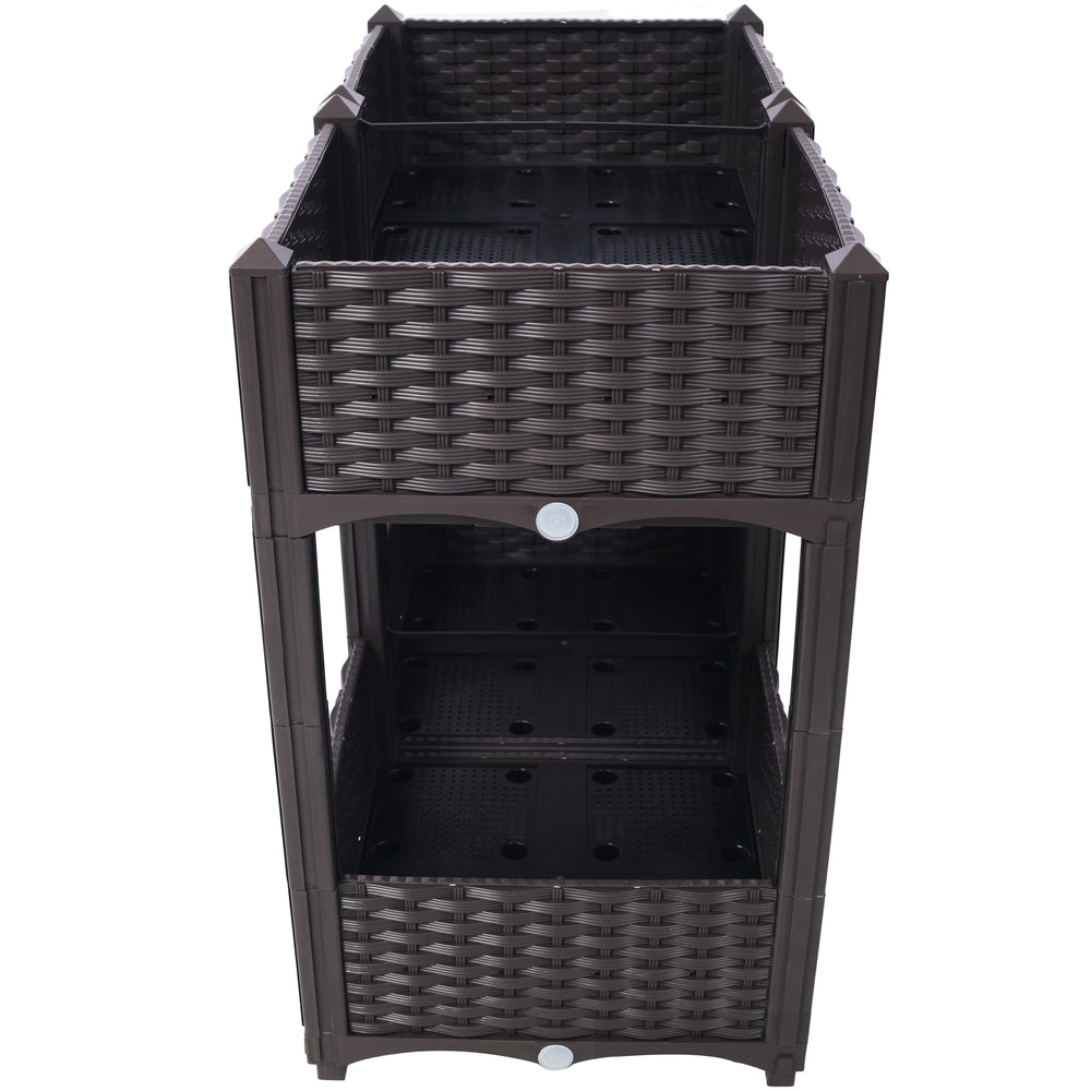 Planter Raised Beds - Elevated Planter Garden Box with Drainage Plug Raised Garden Beds for Vegetable/Flower/Herb Outdoor Standing Planter Beds Gardening Kit,Brown,31.5'x15.7'x27.7' Media 5