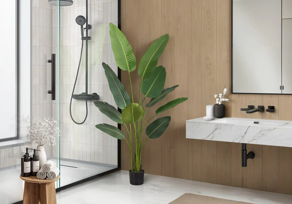 Artificial Plant, 60' Tall, Bird Of Paradise Tree, Indoor, Faux, Fake, Floor, Greenery, Potted, Decorative, Green Leaves, Black Pot