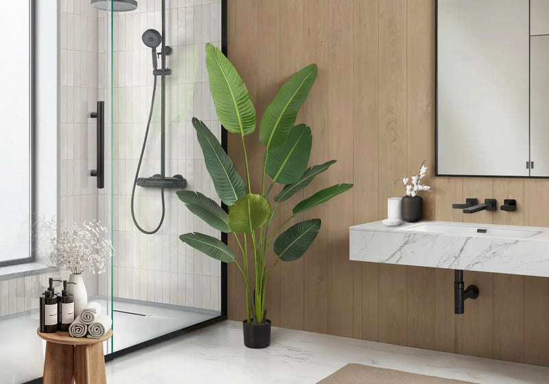 Artificial Plant, 60' Tall, Bird Of Paradise Tree, Indoor, Faux, Fake, Floor, Greenery, Potted, Decorative, Green Leaves, Black Pot