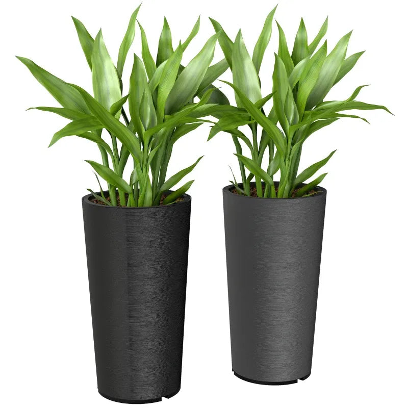 Set of 2 Flower Pots,Stackable Large Planters,High Planter Media 7