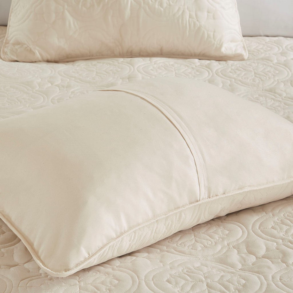 3 Piece Reversible Bedspread Set Cream King/Cal King Media 5