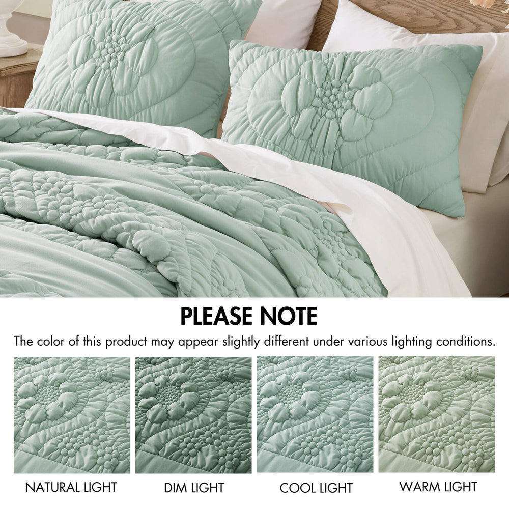 3-Piece Full/Queen Comforter Set,Sage Media 2