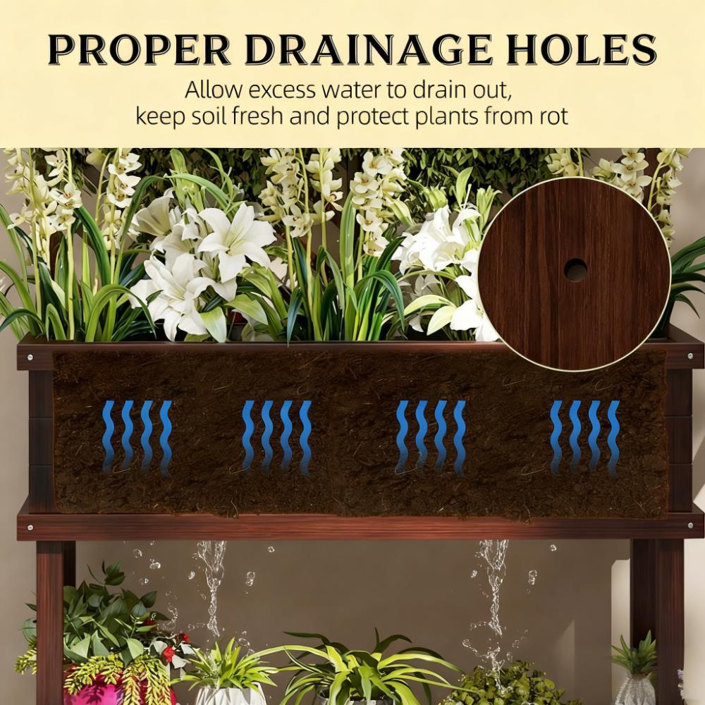 Raised Garden Bed,Elevated Wood Planter with Trellis for Climbing Plants,with Legs and Drainage Holes Media 5