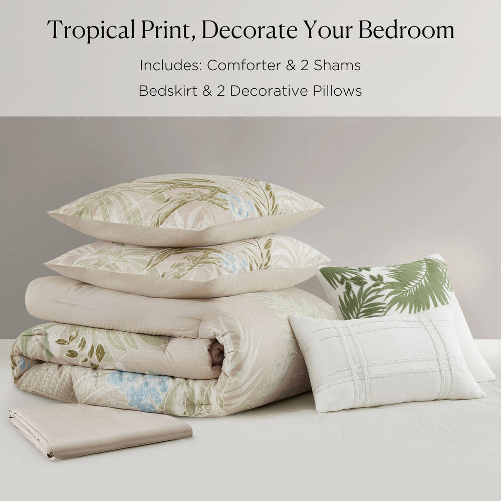6-Piece Cal King Oversized Cotton Comforter Set with Throw Pillow Media 6