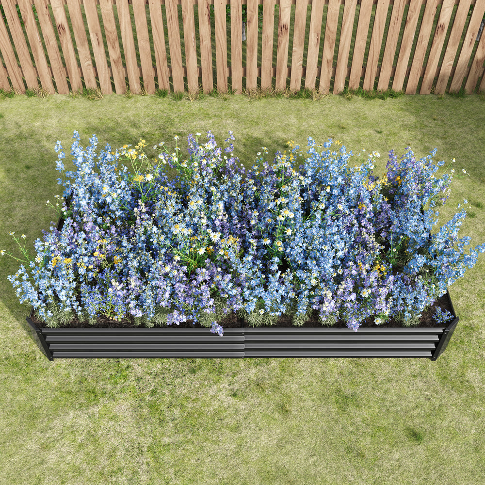 2PCS Black 8×4×1ft Metal Raised Rectangle Garden Planter Beds Media 2