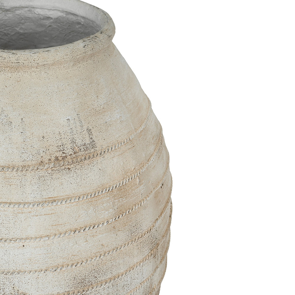 22.4x22.4x30.5' Large Magnesium Flower Pot with Weathered White Finish and Ridged Texture Media 4