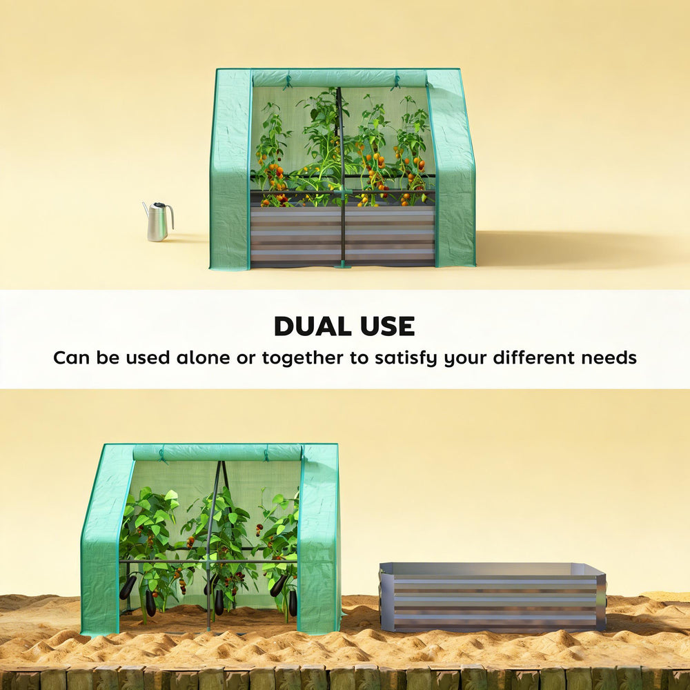 Raised Garden Bed,Mini Greenhouse,2-in-1 Raised Planter Greenhouse Media 4