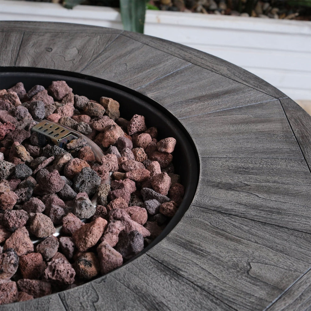 Outdoor Propane Fire Pit Concrete Stonecrest & Lava Rocks Cover Included Media 6