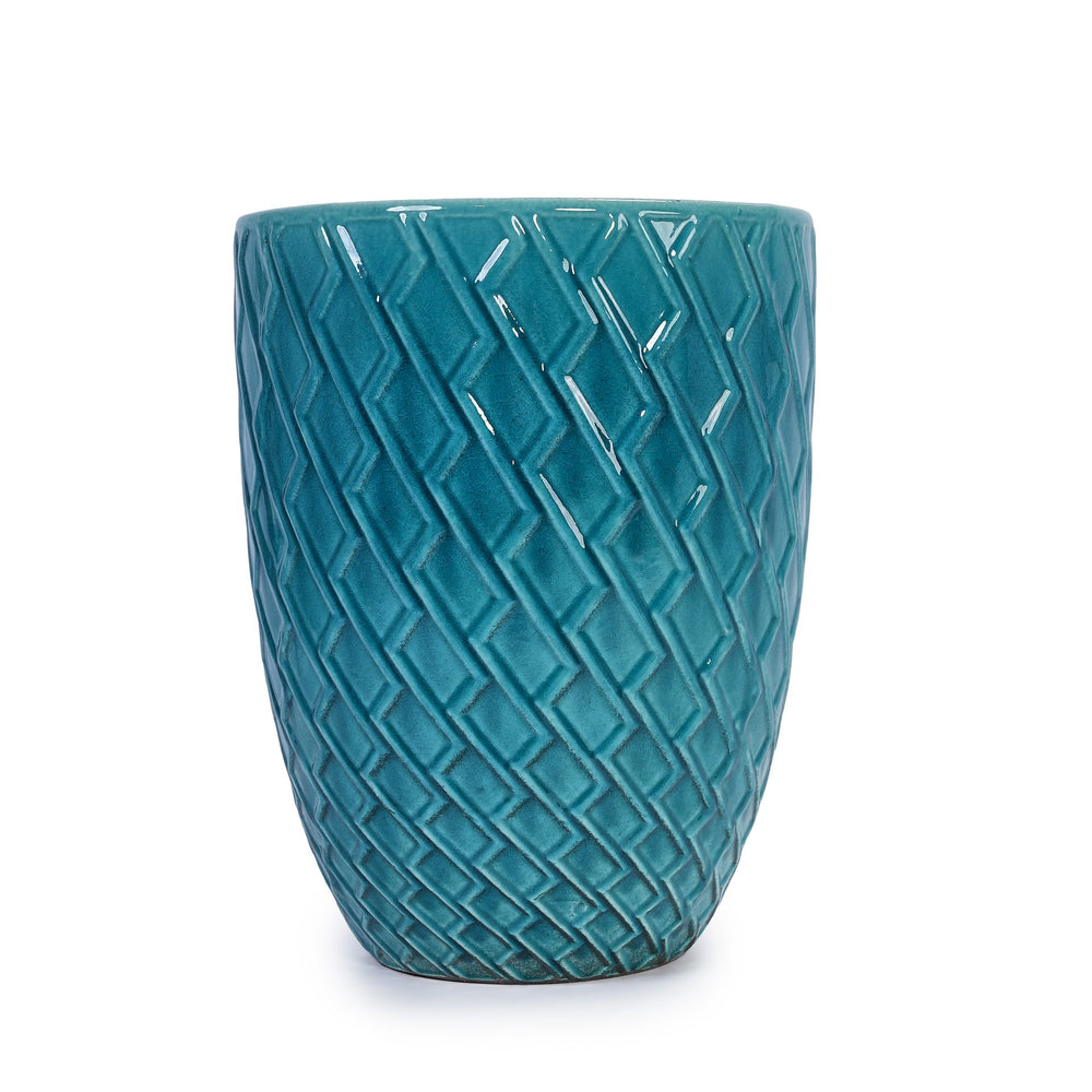 Ceramic Flowerpot, Modern Planter for Patio, Garden, Windowsill - Cyan Media 1