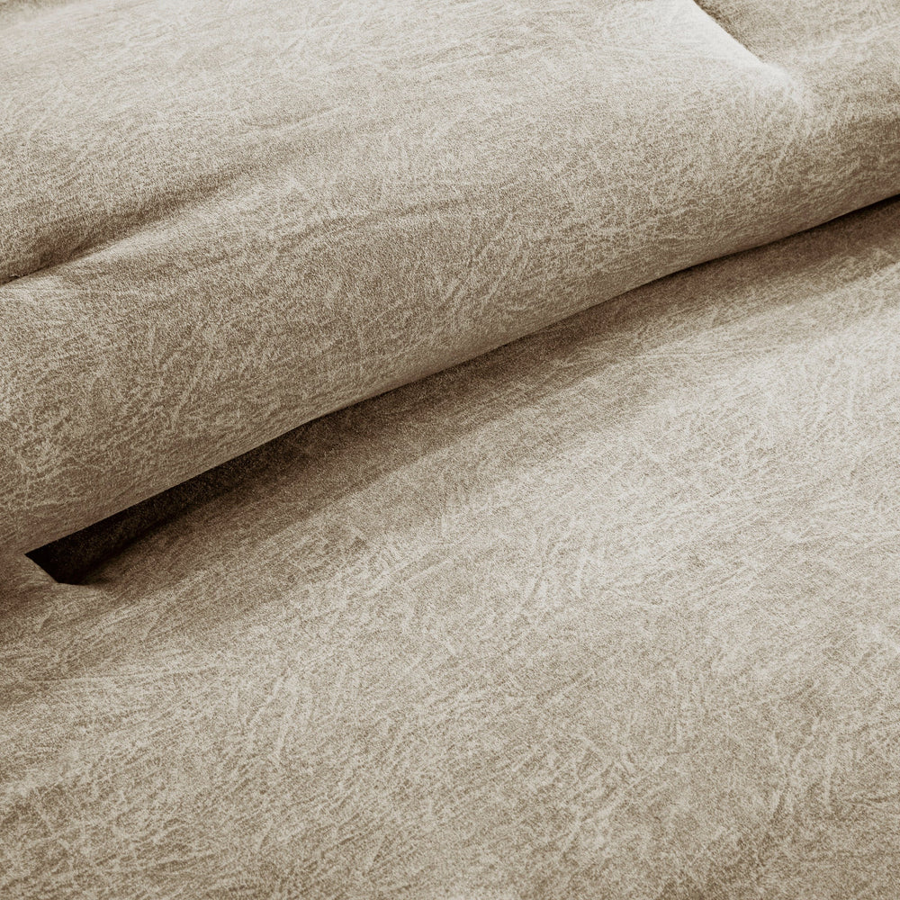 7 Piece Faux Suede Comforter Set Tan Cal King Media 3