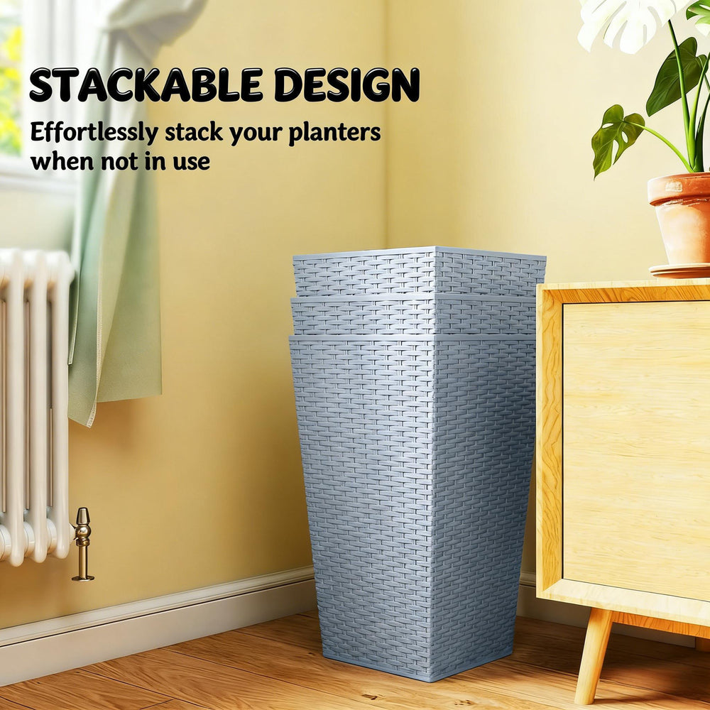 Plants Box Set of 3,Tall Planters Box,Plant Pots Media 2