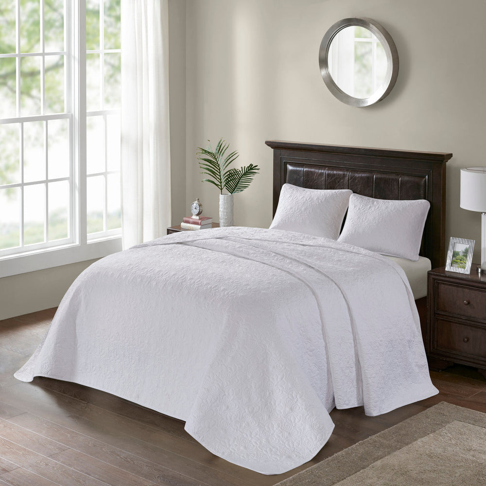 Reversible Bedspread Set White King Media 3
